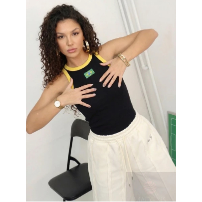 Regatas Cropped do Brasil Feminina Ribana Copa Bandeira BORDADA