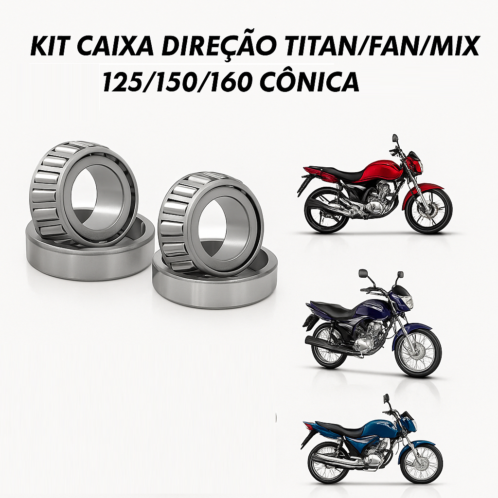 Kit Caixa Direção Completa Cônica Titan Fan Mix 125 150 160 Superior Inferior Premium em Oferta na Shopee