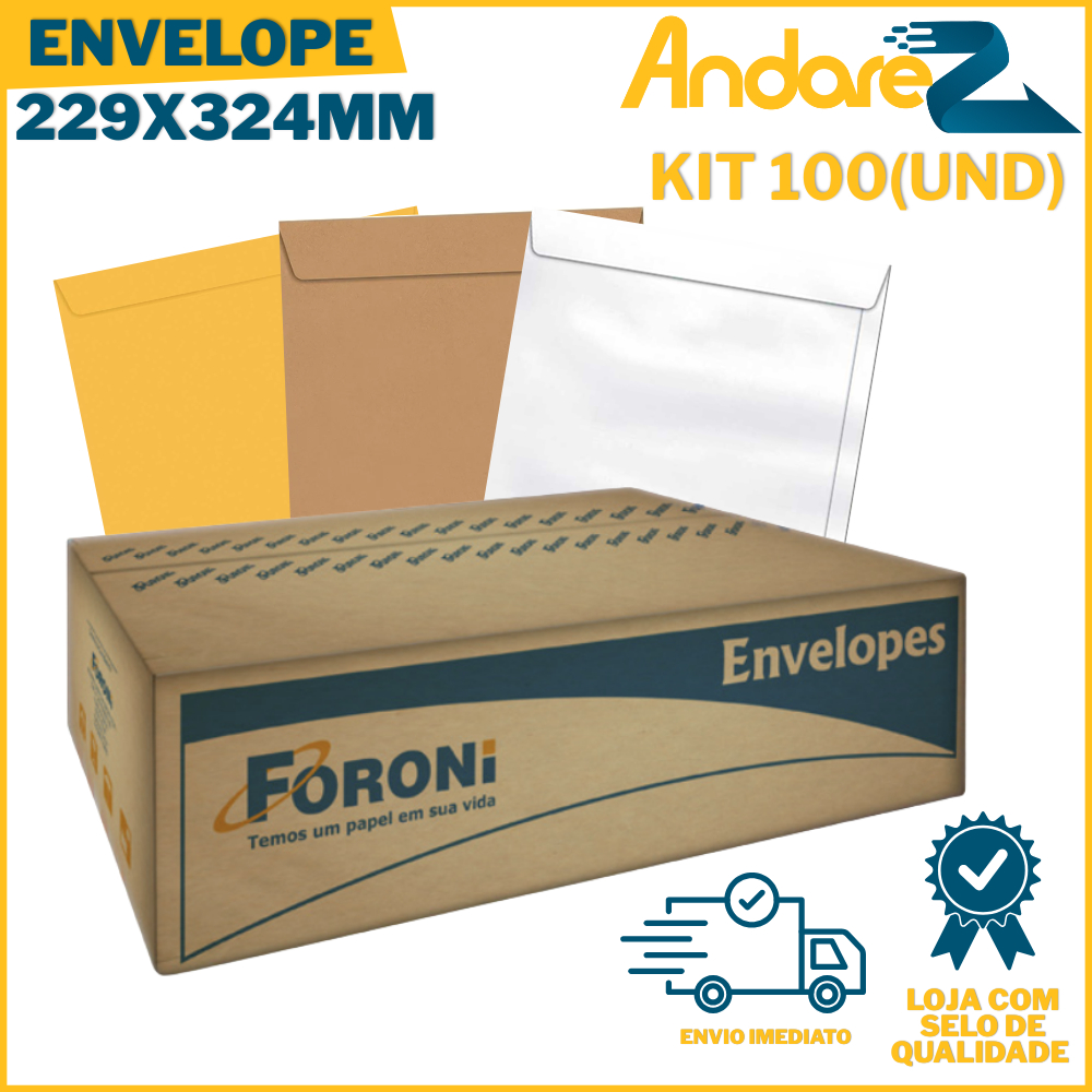100 Envelope A4 Kraft 22x32 80g Foroni 229x324
