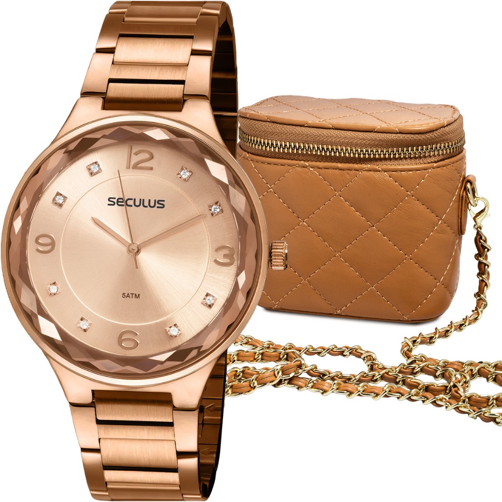 Kit Relógio Seculus Feminino Com Bolsa 77254LPSVRS2 em Oferta na Shopee