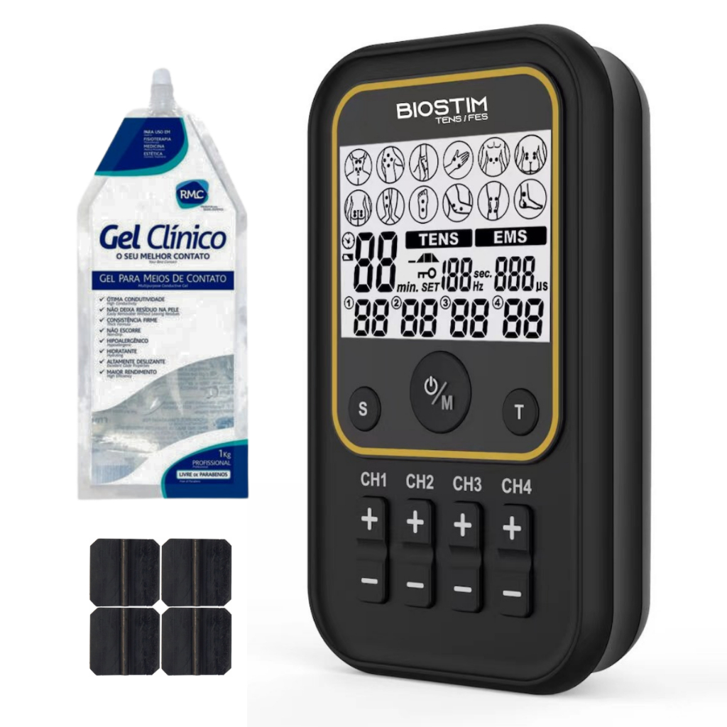Aparelho de Estetica TensFes Portatil Bioset 4 Canais C/ Anvisa - Biostim Bioset em Oferta na Shopee