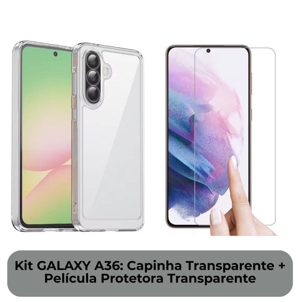 KIT Para GALAXY A36: Capa Capinha Celular Transparente +Película de Proteção Protetora Resistente 3d em Oferta na Shopee