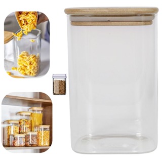 Pote Hermético Quadrado 1,1L Vidro Borossilicato e Bambu em Oferta na Shopee