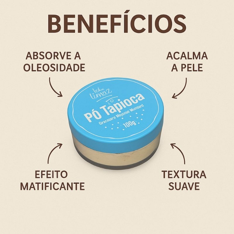 Pó Solto Tapioca Textura Ultra Fina Efeito Matte - Tá Linda em Oferta na Shopee