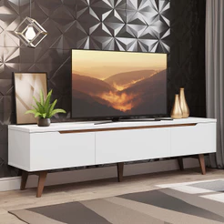 Rack para TV até 75 Polegadas 2 Portas 1 Gaveta Branco Reims Madesa