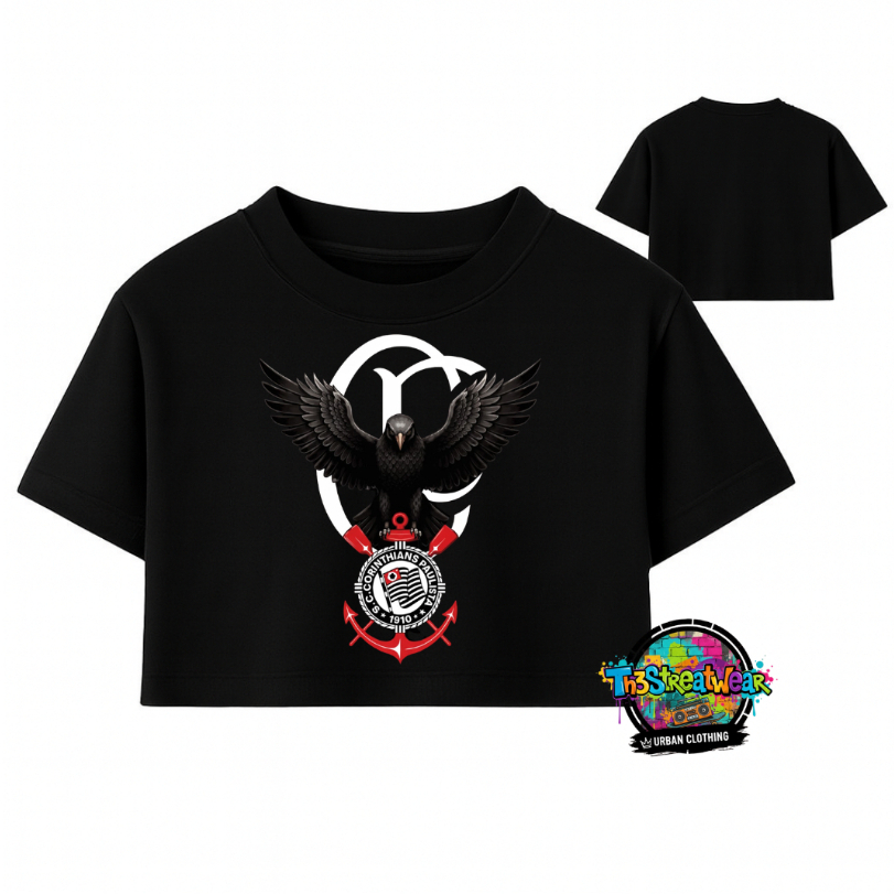 Camiseta Cropped Corinthians Streetwear 100% Algodão Malha Premium
