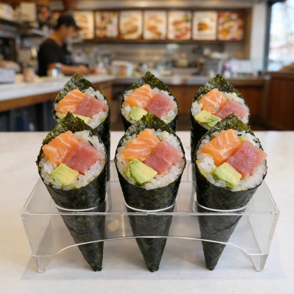 Porta Pizza Cone Temaki Casquinha Cascão Acrílico 6 Furos