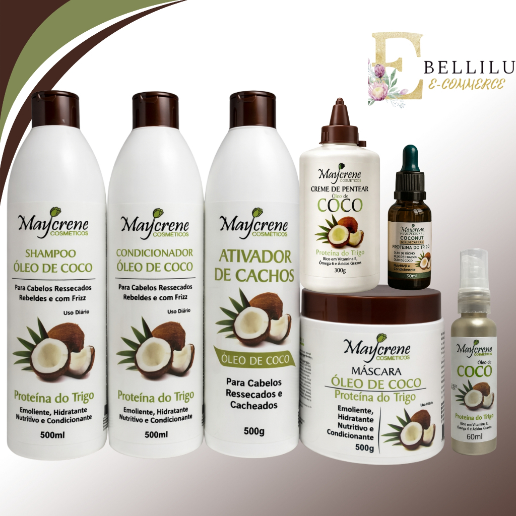 MONTE SEU KIT COCO MAYCRENE SHAMP+COND+MASCARA+OLEO REPARADOR + ATIVADOR DE CACHOS
