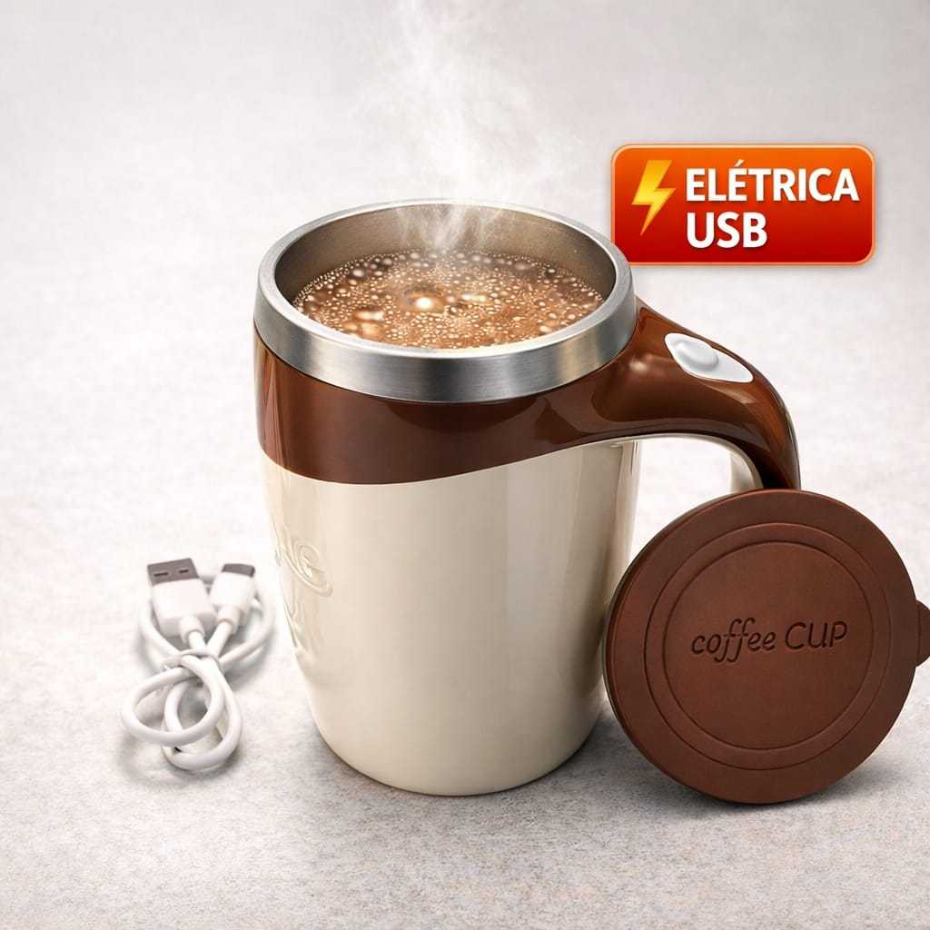 Caneca Original Misturadora Automática Elétrica Usb Bateria Recarregável Mixer Térmica
