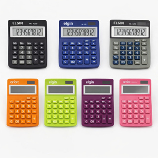 Calculadora de Mesa Elgin 12 Dígitos – Display LCD, Solar e Bateria, Disponível em Várias Cores em Oferta na Shopee