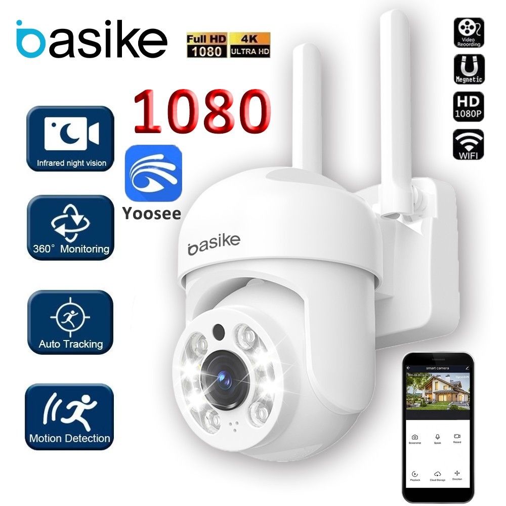 BASIKE 2026 Câmera De Segurança A Prova D'água IP66 360° Visão Noturna Infravermelho YOOSEE 1080P em Oferta na Shopee