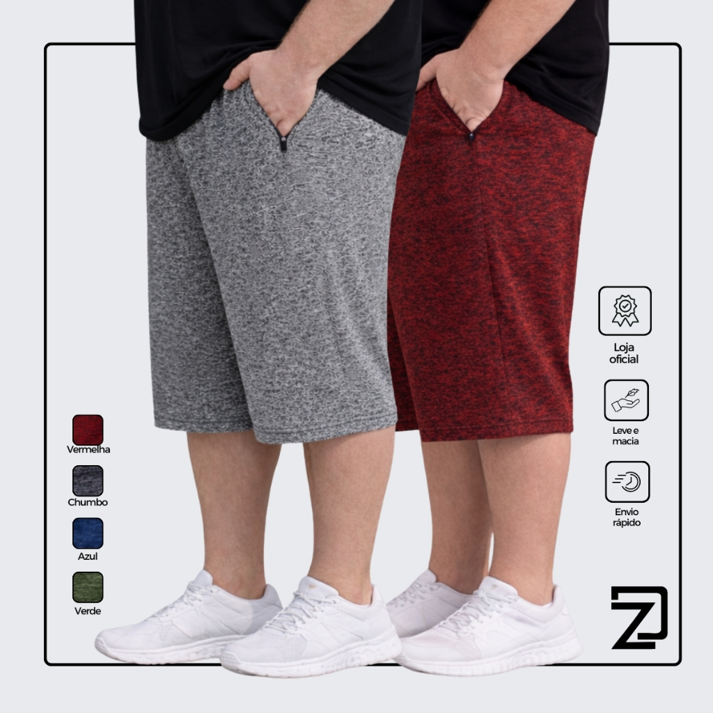 Kit 2 Bermuda Masculina Dry Fit Shorts Plus Size