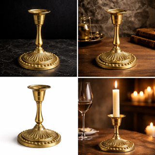 Porta Vela Palito em Bronze Dourado 10 cm – Castiçal Vintage Elegante em Oferta na Shopee