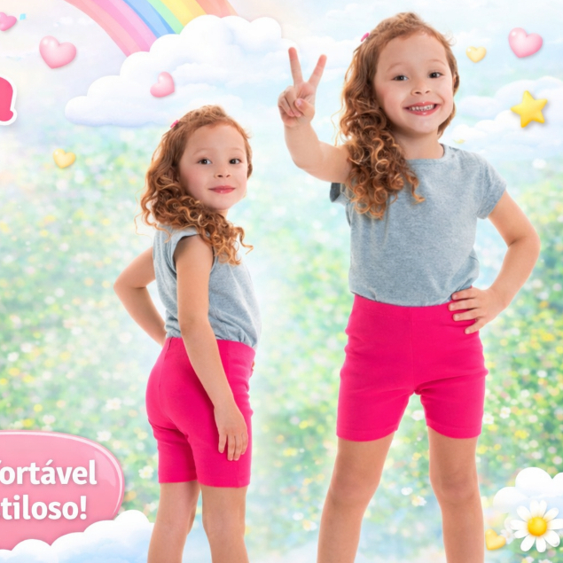 Kit 2 Ciclista Infantil Menina Escola de Cotton Bermuda