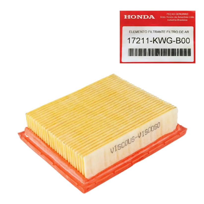 Elemento filtrante de Ar Original Honda 17211 Kwg B00 Cg Nxr Xre Fan 160 Filtro antipoluente