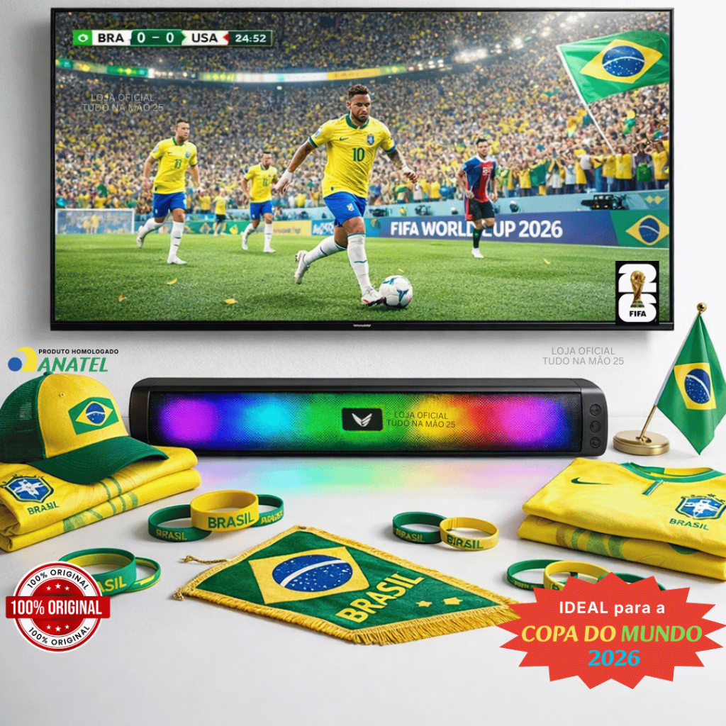 [OFERTA] Soundbar 50W COPA DO MUNDO 2026 Alta POTÊNCIA Bluetooth Portátil Home Theather Caixa de Som