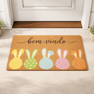 Tapete Porta de Entrada Decoração de Páscoa 55x35 Antiderrapante Bem-Vindo em Oferta na Shopee