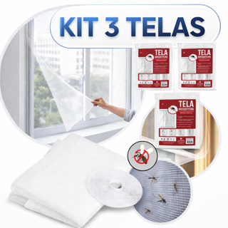 Kit 3 Tela Mosquiteira Janela Autocolante Ajustável Lavável Proteção Residencial em Oferta na Shopee