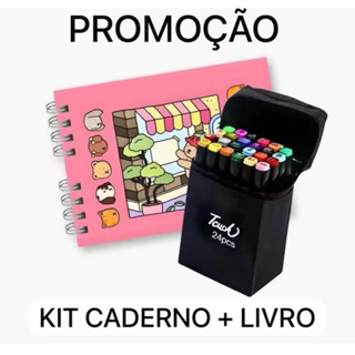 Kit de Livro de Colorido 48 Folhas+Jogo Caneta Marcadora  12/24 Cores em Oferta na Shopee