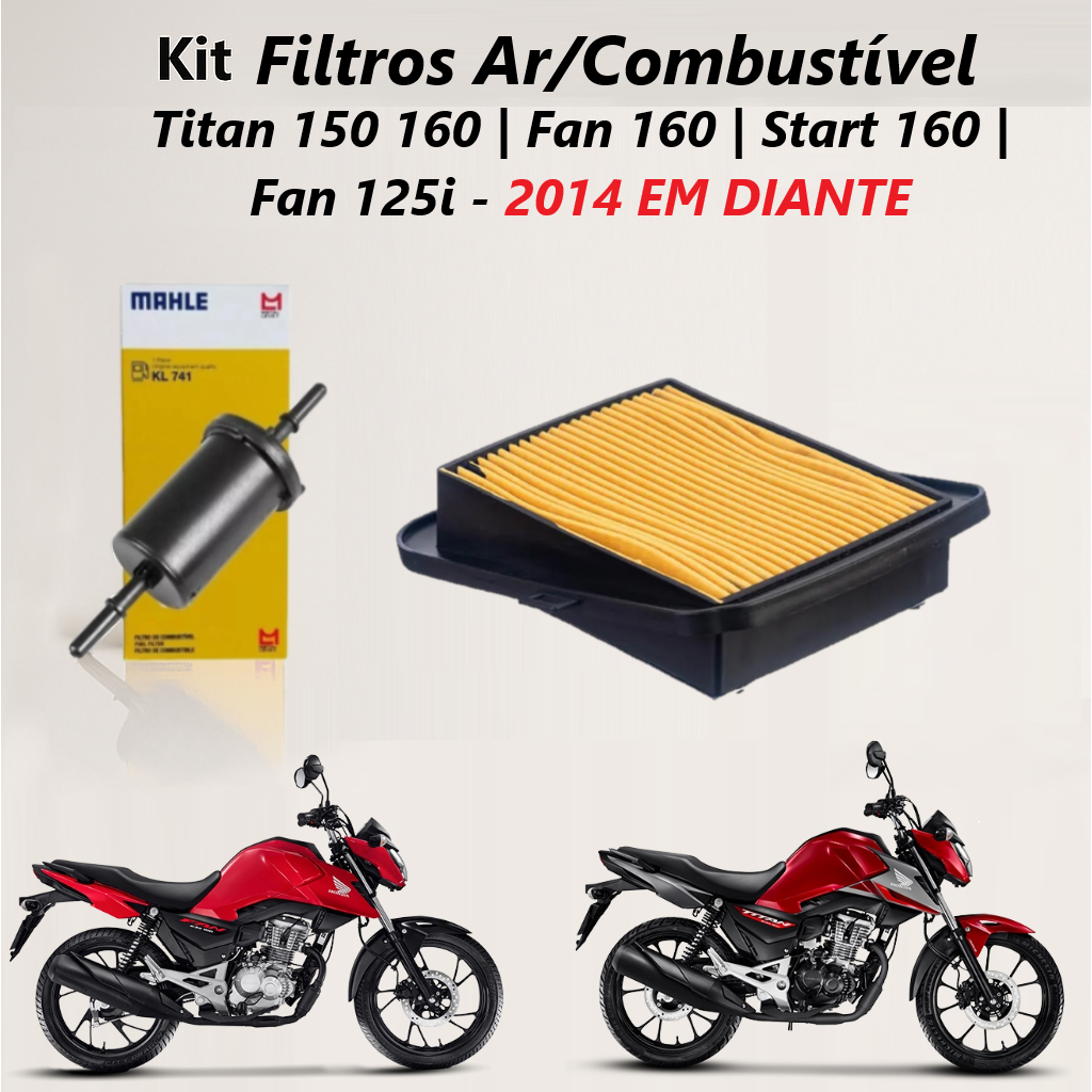 Kit Filtro De Ar + Filtro Combustível Modelo Original Honda Titan Fan Start Cargo150 160 125i 2014 em Oferta na Shopee