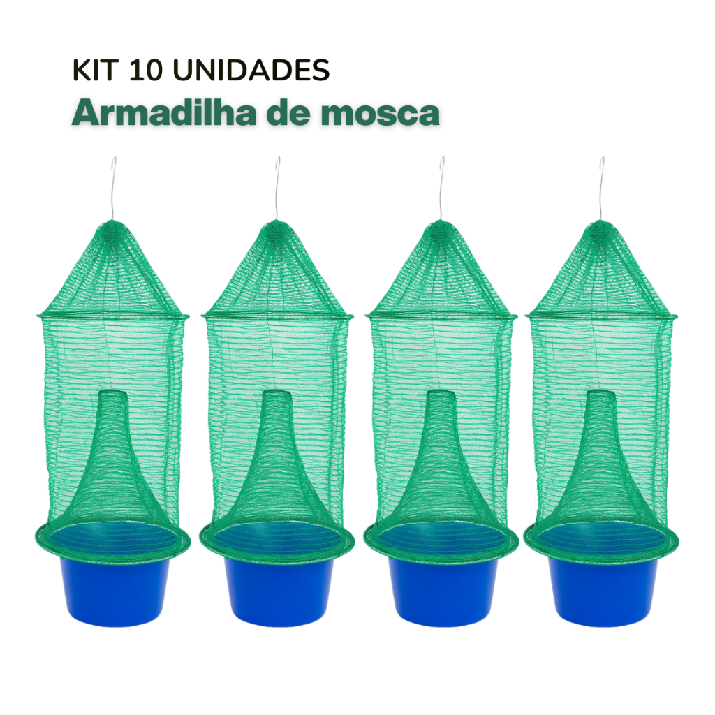 Kit 10 Armadilhas Papa Mosca Ecológica Papa Mosca Controle De Pragas Haras Fazenda Jardim Sitio