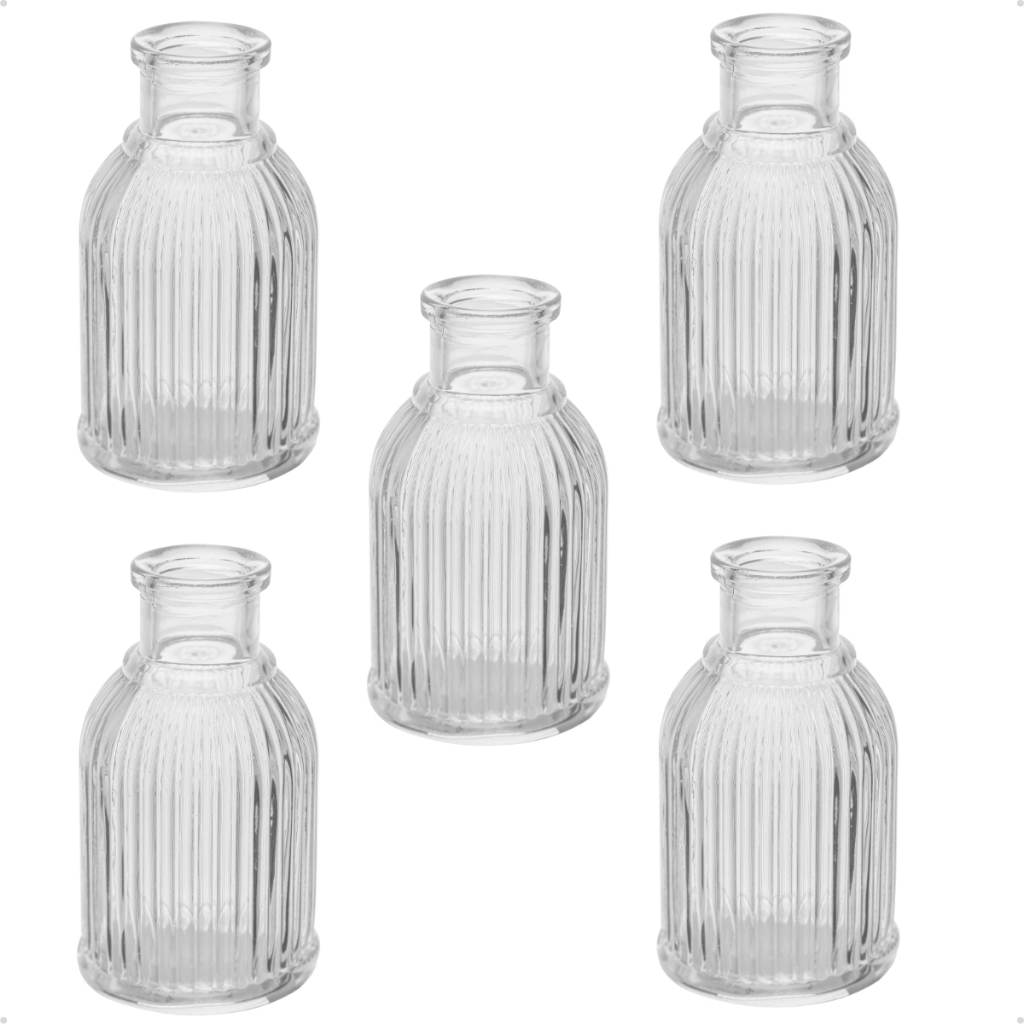 Kit 05 Mini Vasos Vidro Decoração Sala Flores Vasinho Lembrancinha Centro Mesa Casamento Artesanato