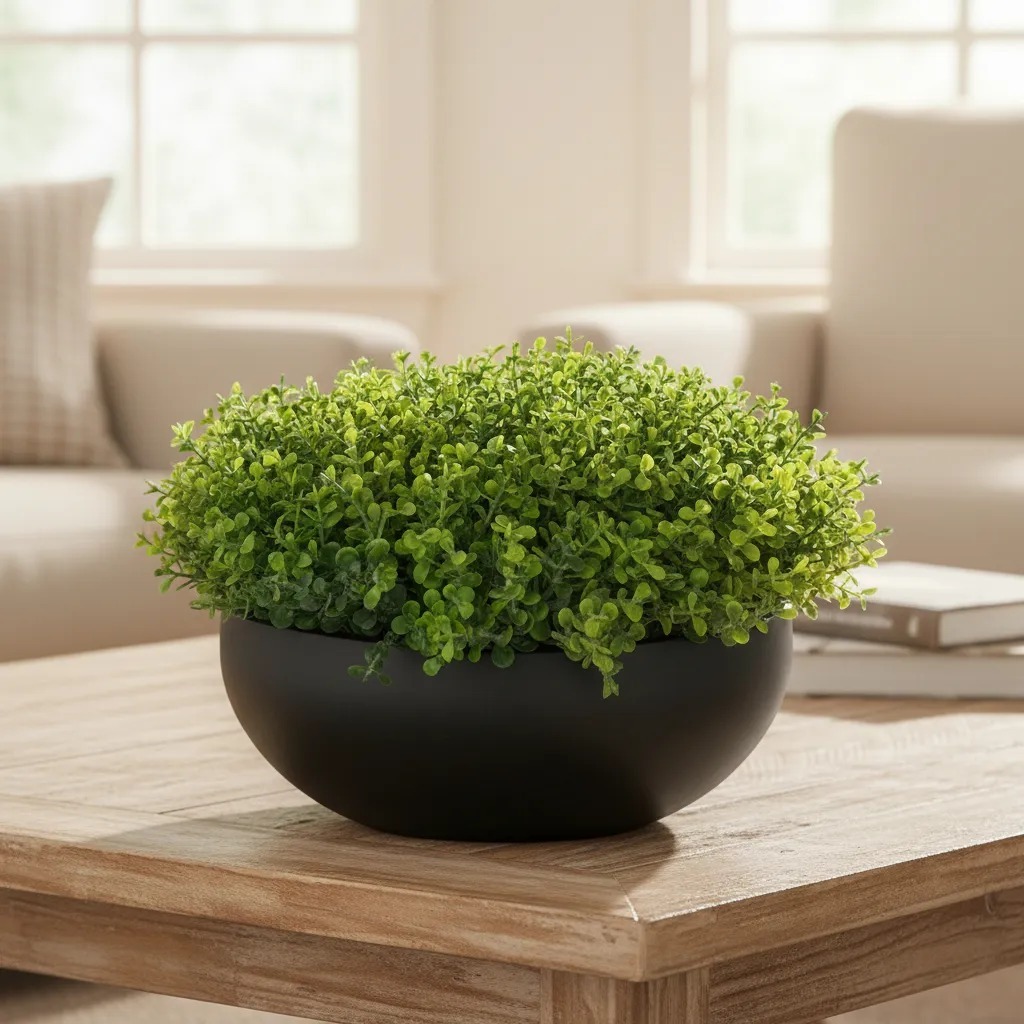 Arranjo Grande Centro de Mesa Vaso Preto com Verdinho