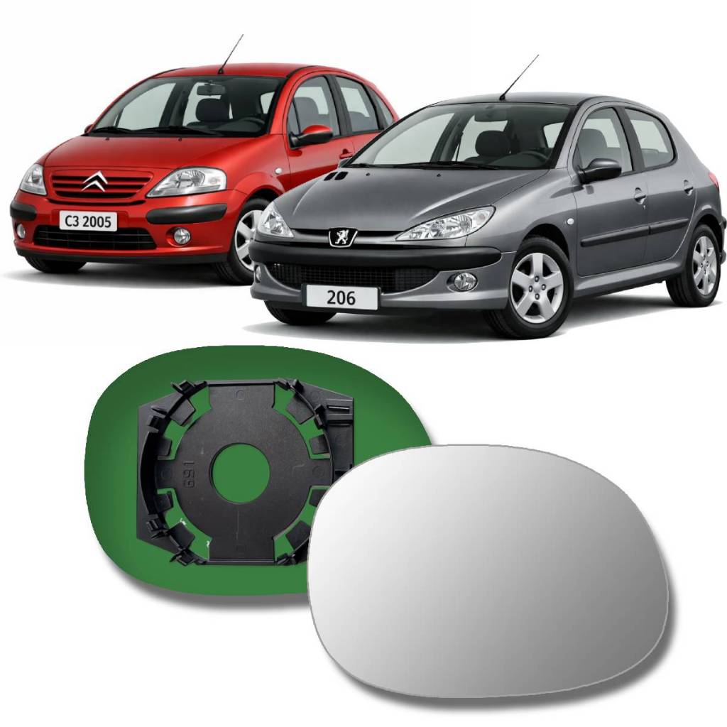 Refil Espelho lente Retrovisor C3, Xsara Picasso 2003 a 2012 Sem Base