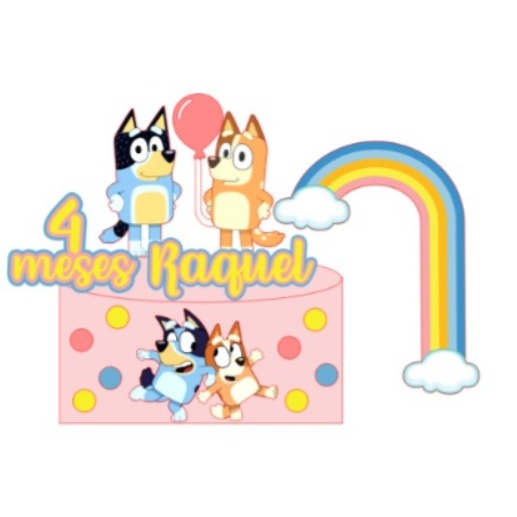 Topo Bluey e pingo menina em camadas personalizado mesversário Festa infantil Aniversário