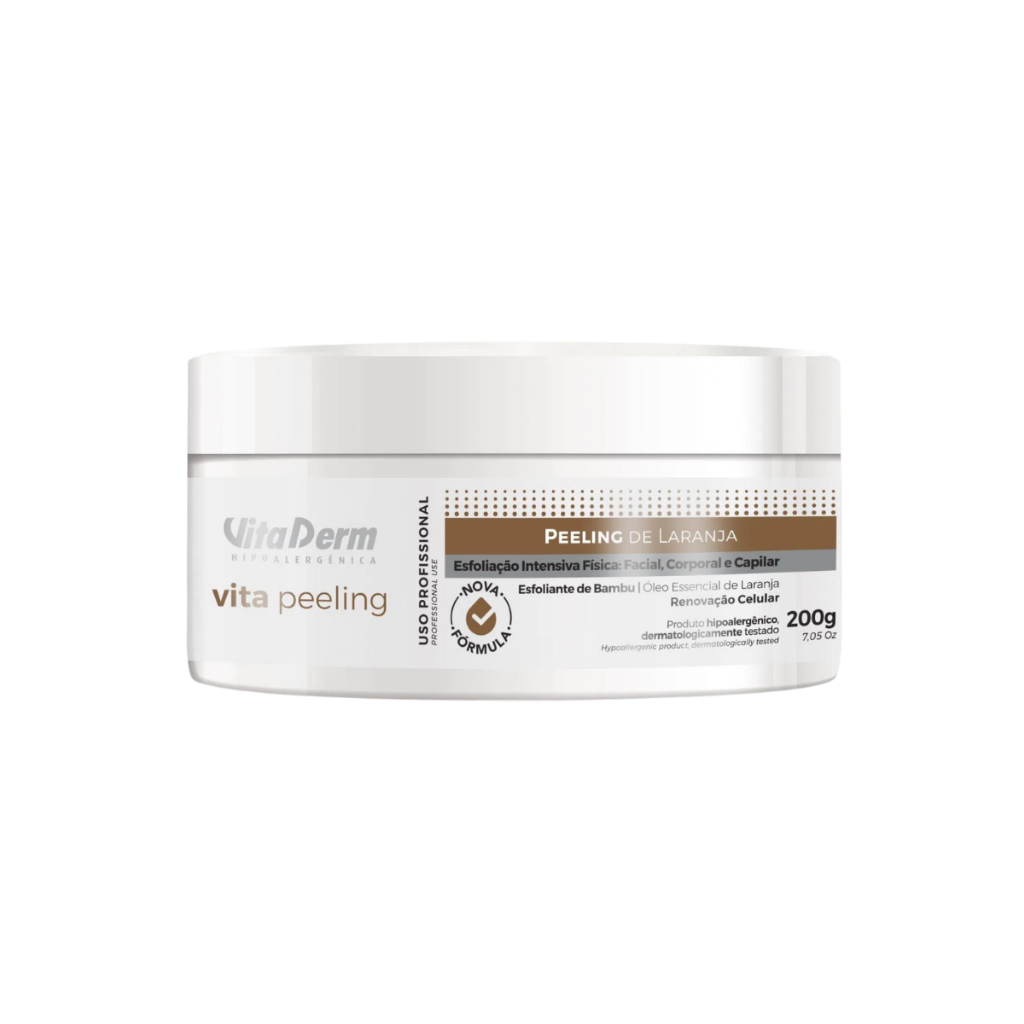 Esfoliante Facial Vita Derm Peeling de Laranja 200g Anti‑Acne Hidratação e Limpeza