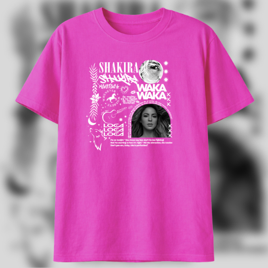 Tshirt Da Cantora Shakira WAKA WAKA Loca Loba Chantaje l Música Latina / 100% Algodão Unissex