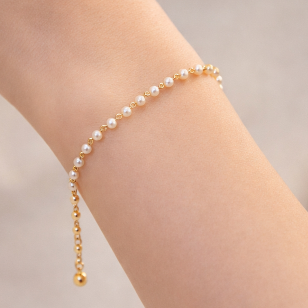 Pulseira Pérola - Banhado a Ouro 18K