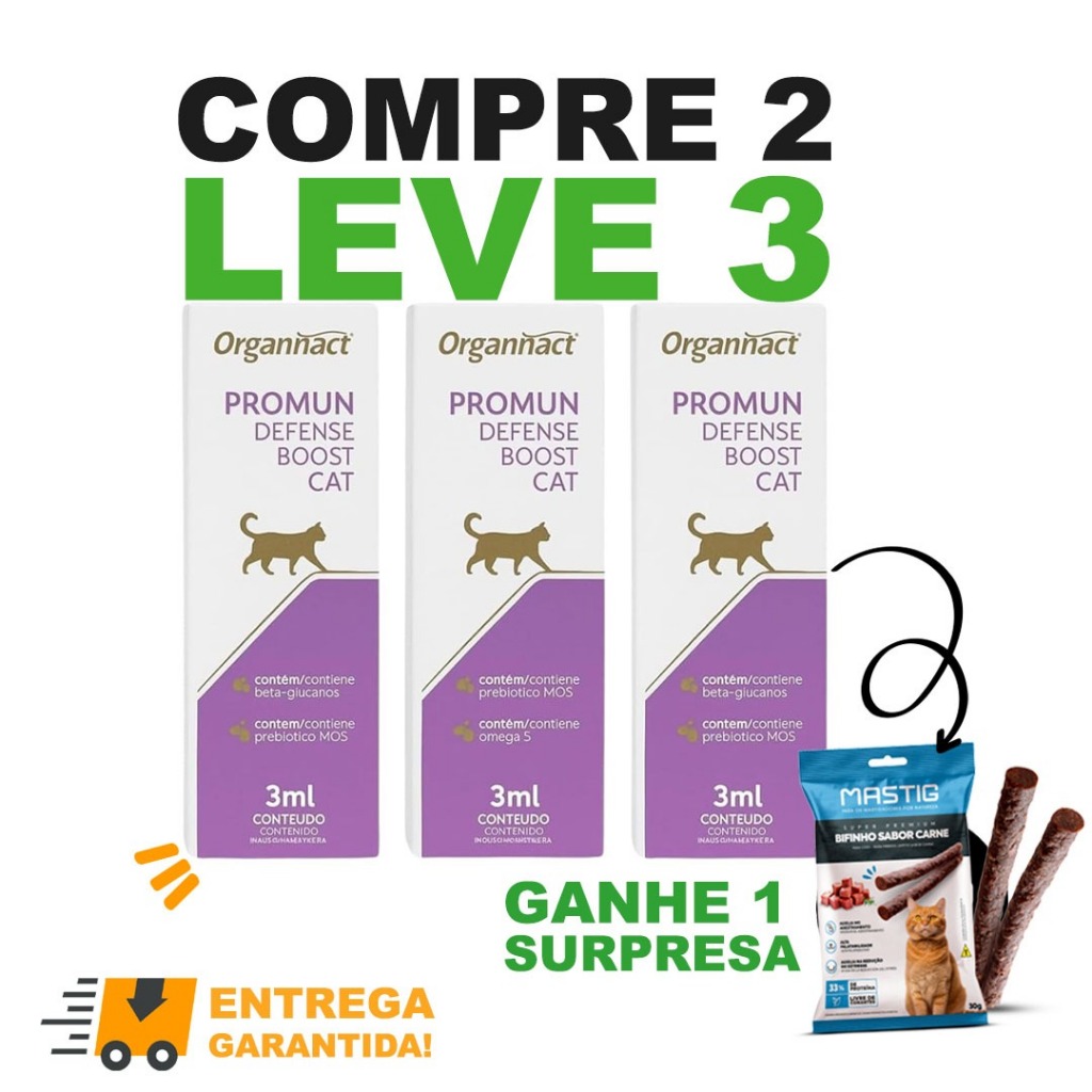 Kit 3 Promun Defense Boost Cat 3ml Combo Leve 3 Pague 2 Promoção Organnact- Envio Rápido