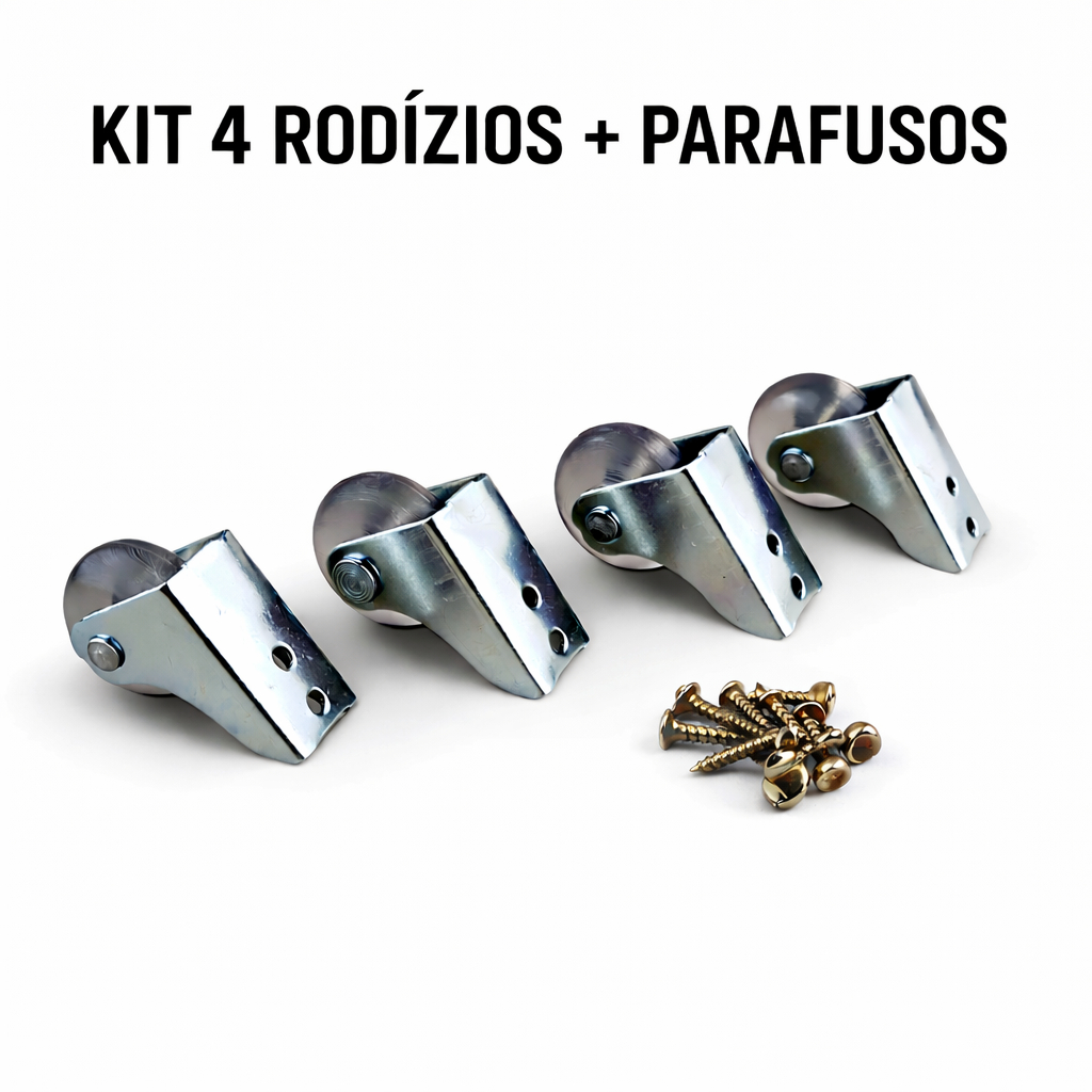 Kit 4 Rodizios 38mm fixos de Silicone para Sofas- Armarios e Móveis em Geral + Kit 8 parafusos