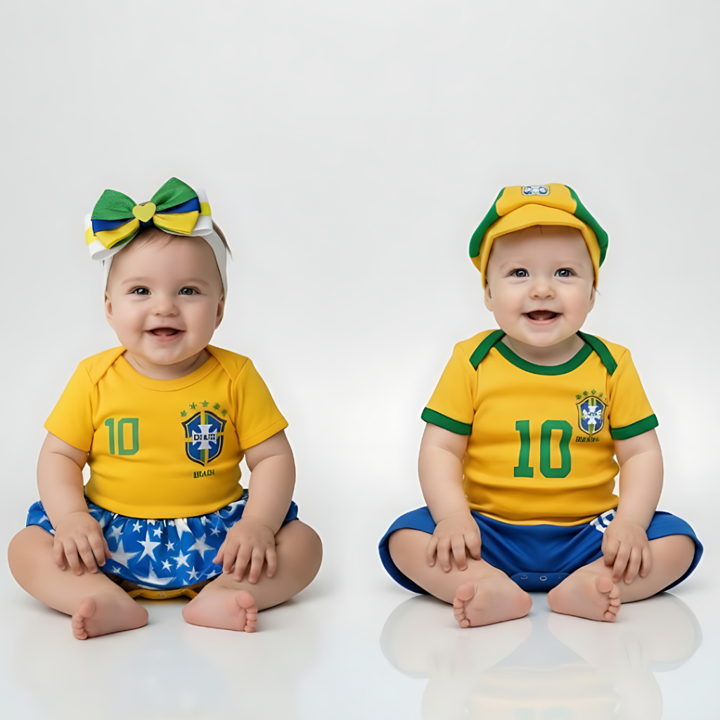 Body Bebe Brasil Primeira Copa Temático Mêsversario Copa do Mundo - Body Seleção Brasileira em Oferta na Shopee