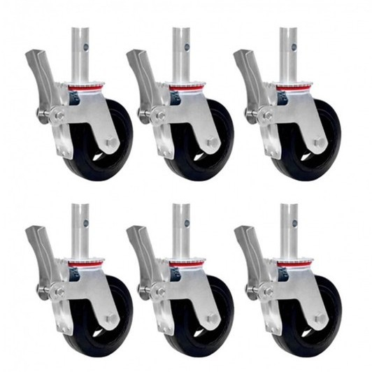 Kit Com 6 Rodízios Giratórios Com Freio Para Andaime - JST