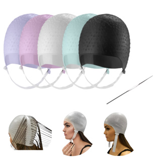 Touca Silicone Mechas Reflexos Loiras Morena Iluminada Romana Cabelereiro 1000 furos Dompel Com Agulha Cores em Oferta na Shopee