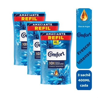 Kit 3 Amaciante Concentrado Comfort Frescor Intenso Refil 400 Ml em Oferta na Shopee