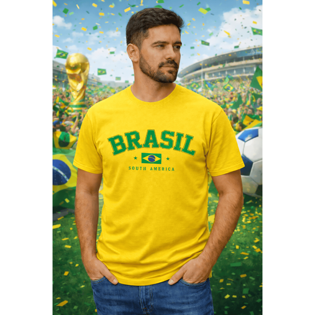 Camiseta Amarela Camisa Blusa T-shirt Brasil Copa 2026 Oferta Algodão
