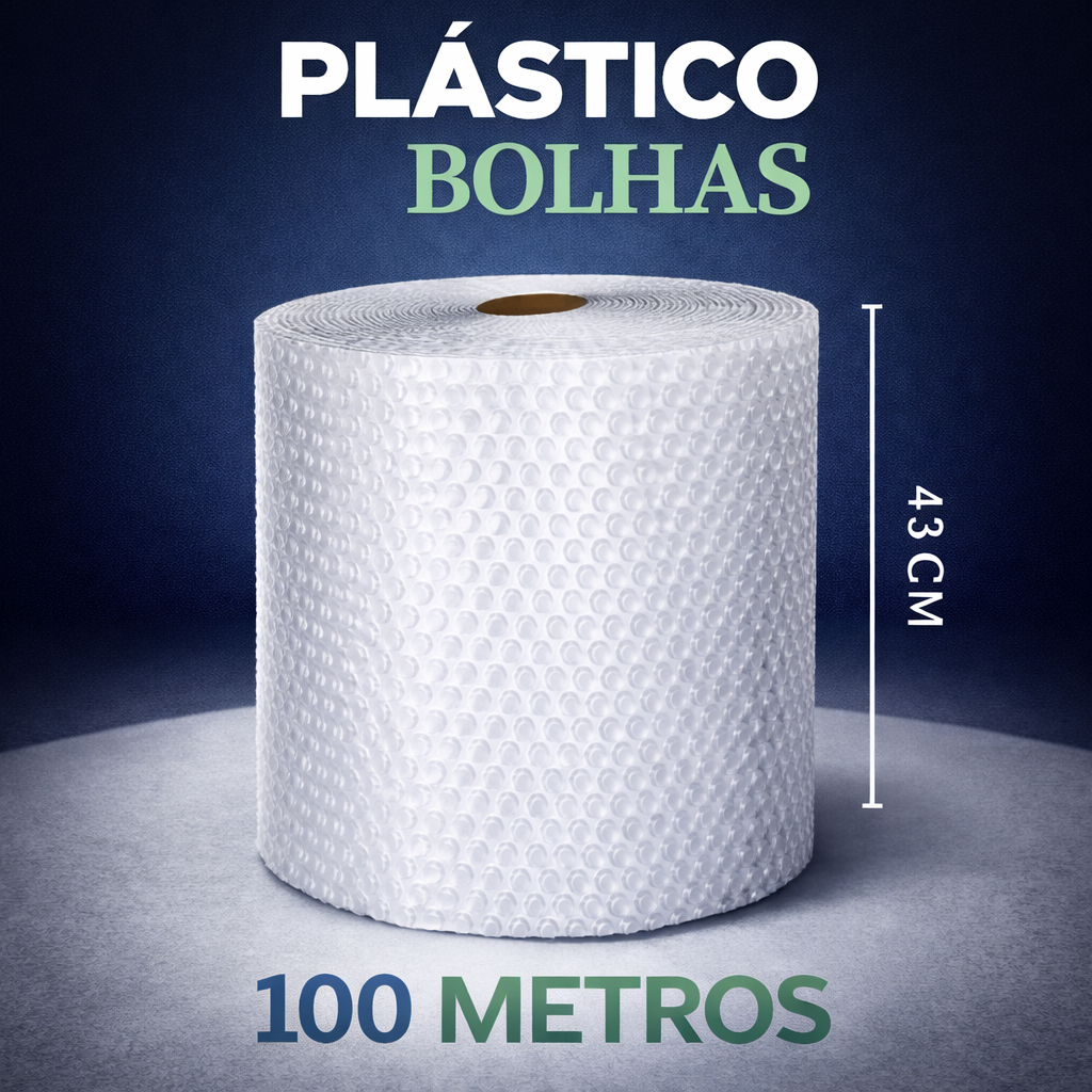 Plástico Bolha - Bobina 43 cm X 100 Mts E-commerce 25 Micras Bolha