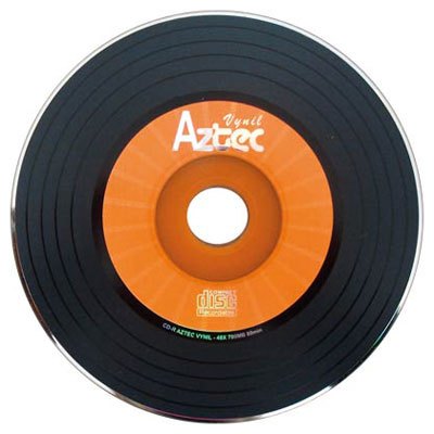 Kit 05 CDs 700 Mb Cor Laranja - Marca Aztec - com logomarca, estilo Discos de Vinyl + Envelopes