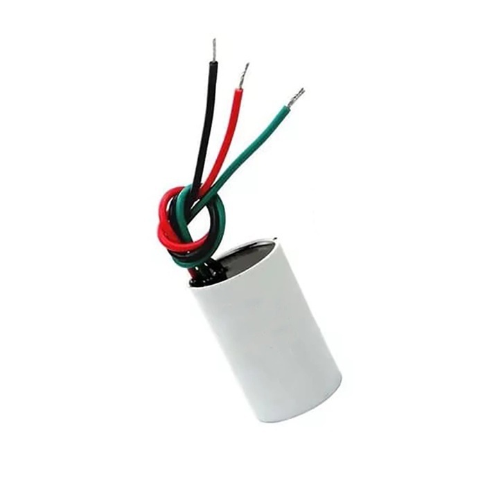 CAPACITOR DE PARTIDA 2UF + 4uf250VCA ou 400VCA REDONDO PARTIDA DE MOTOR 3 FIOS