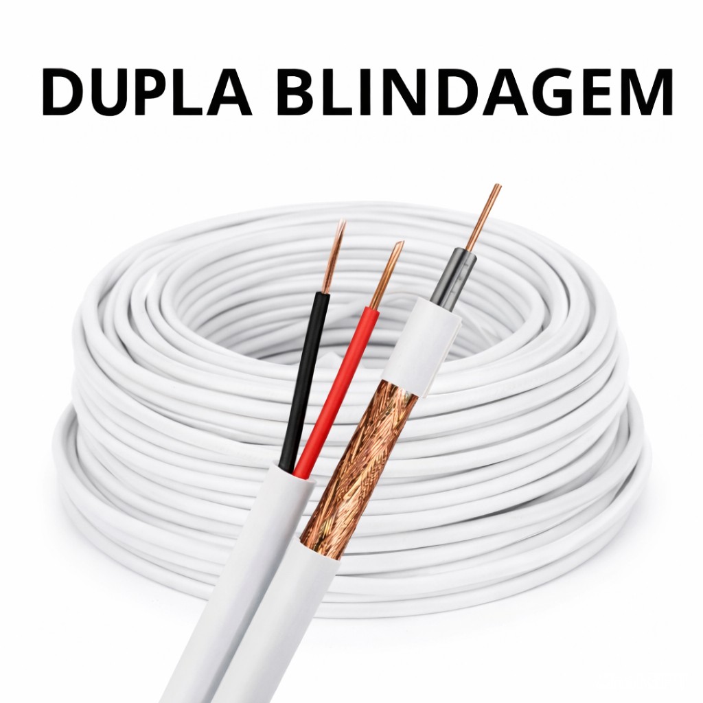 Cabo Coaxial 100M P/ Câmeras RF 4mm Bipolar Cftv 95% 2X26