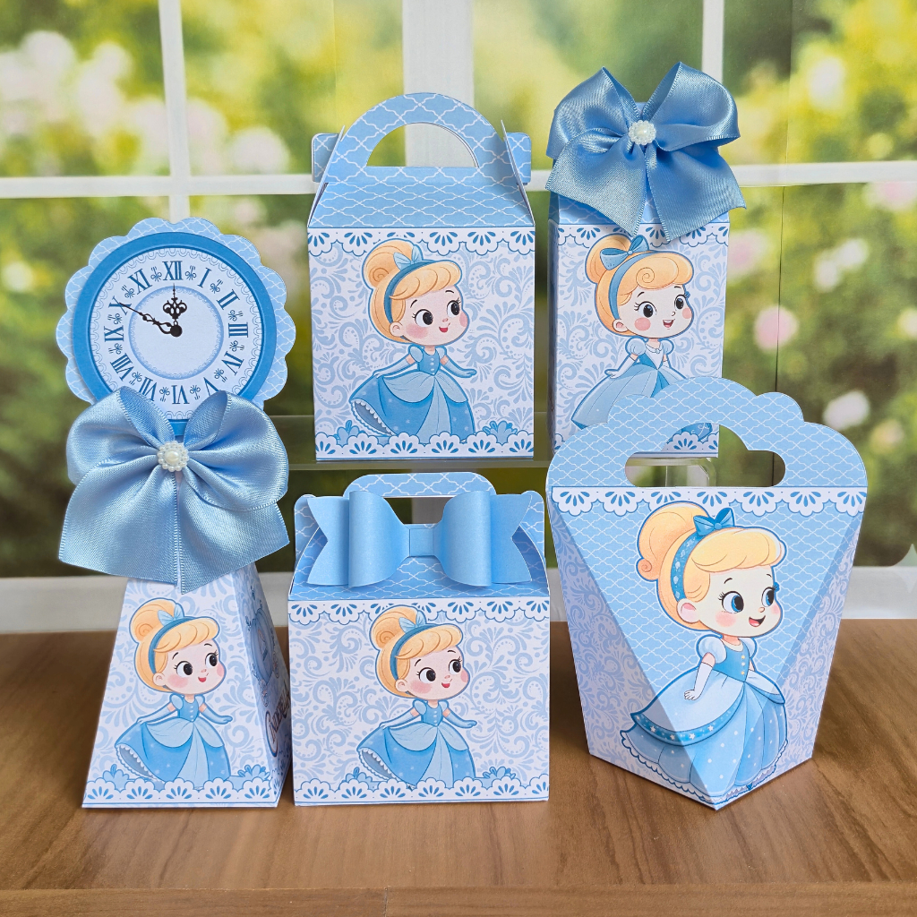10 a 25 Caixinhas Cinderela Cute Kit Festa Personalizada Lembrancinhas Aniversário Infantil Princesa