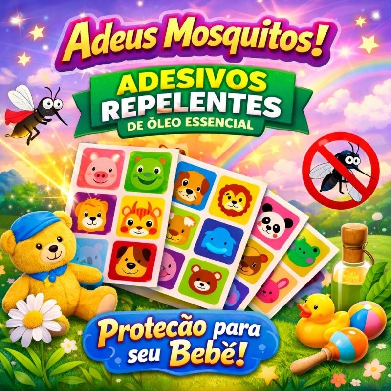Adesivo Repelente de Insetos e Mosquitos Citronela - Desenhos Animados + Kits 36, 72 e 180