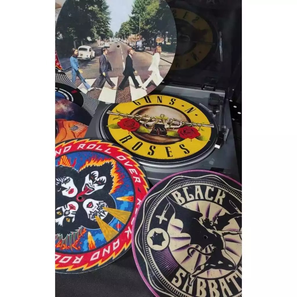 feltro para toca disco slipmat bandas artesanal