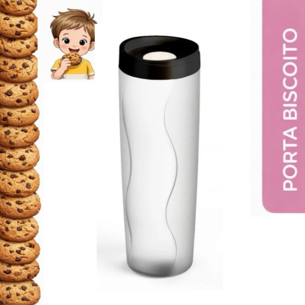 Porta Biscoito Hermético 600 Ml Casa Cozinha Decorada Utilidades Domesticas