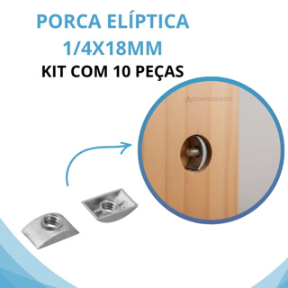 10 Porca Elíptica Meia Lua 1/4x18mm Para Parafuso De Cama em Oferta na Shopee