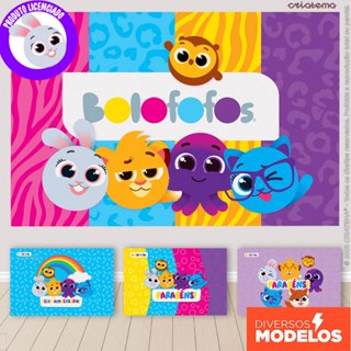 Painel de Festa Decoração Bolofofos Retangular Horizontal para Aniversário Sublimado Em Tecido - Licenciado em Oferta na Shopee