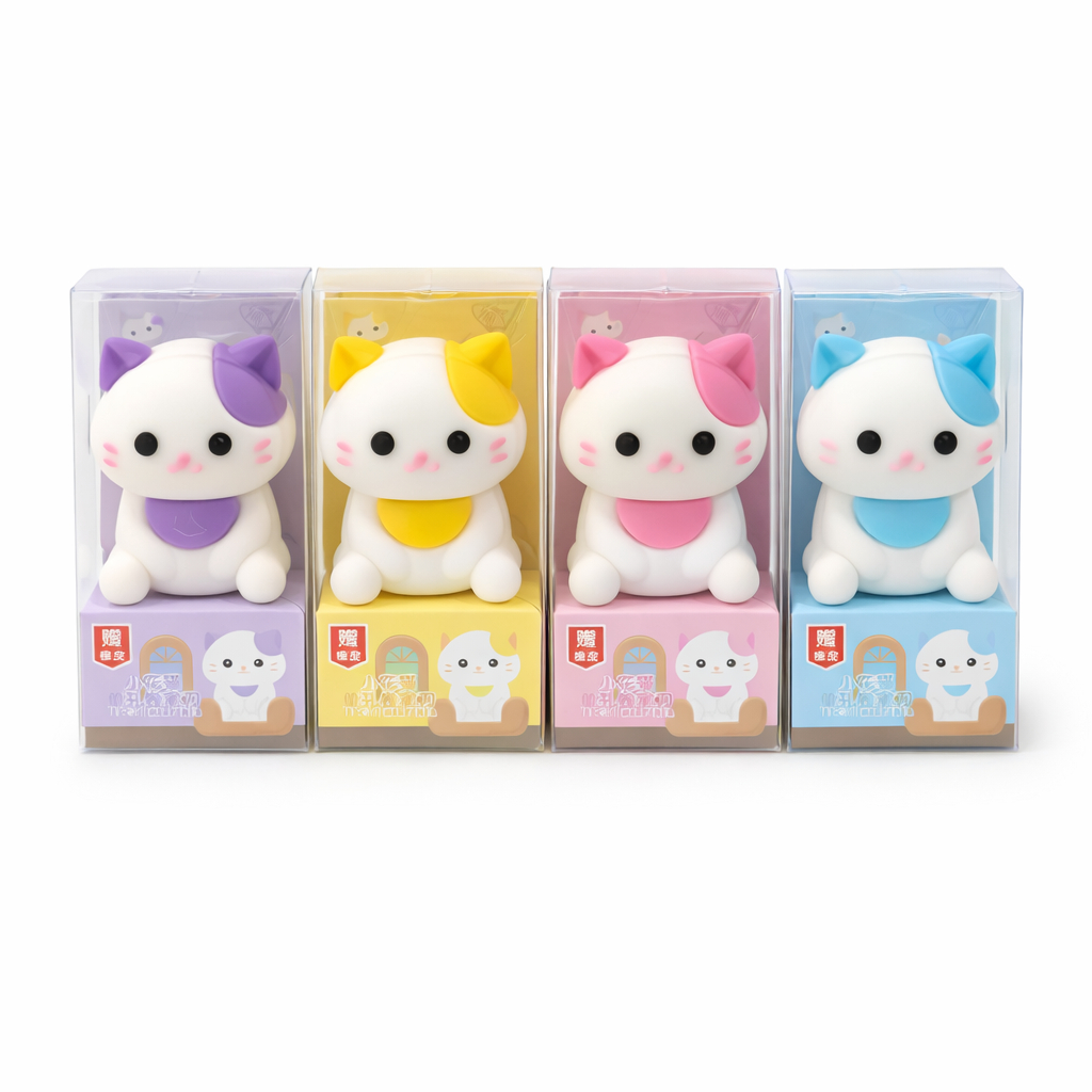Apontador com Borracha Gatinho Kawaii – Material Escolar Fofo em Oferta na Shopee
